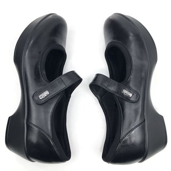 YUU Chandra Black Mary Jane Heeled Faux Leather Comfort Shoes - Picture 7 of 14